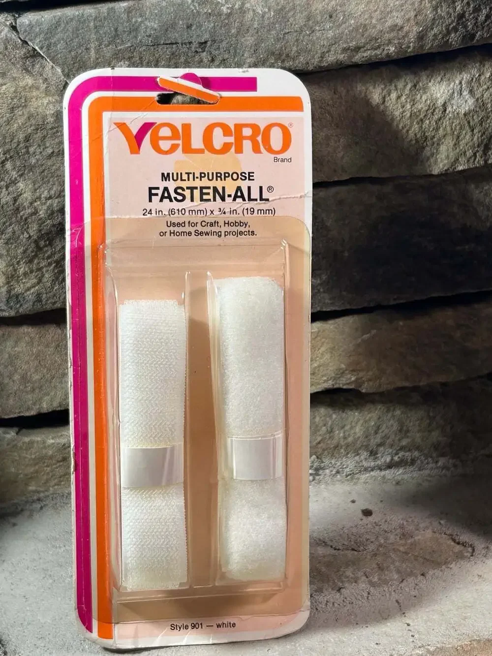 Vintage VELCRO white adhes fastener material strips 24” 3/4 inches purpose
